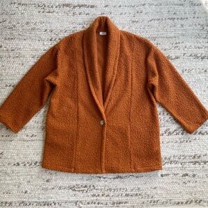 nlt Shawl-Collar Bouclé Coatigan Teddy Caramel S NWOT